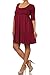 Plus Size Solid 3/4 Sleeve Relax Fit Jersey Knit Tunic Top Dress/Made in USA Burgundy 2XL