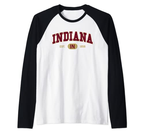 Indiana - Estilo clásico universitario/universitario acogedor Indiana Camiseta Manga Raglan