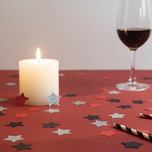 Image of MOWO Red Black and Silver Star Confetti Table Decoration, 1.2'', 200pc | 4th July Independence Day Graduation Retirement Patriotic Theme Party, 1.2 inch in Diameter, 200 Counts