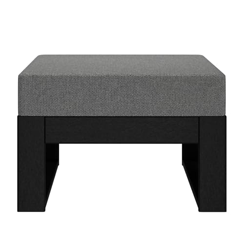 WestinTrends Montara Outdoor HDPE Patio Ottoman with Waterproof Olefin Cushions, Gray
