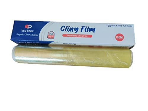 Image of EcoPack Cling Film Wrap Food Biodegradable BPA Free Multipurpose Food Wrapping Paper Non-Stick Microwave Safe- 100 Meters Pack of (30m, 2)