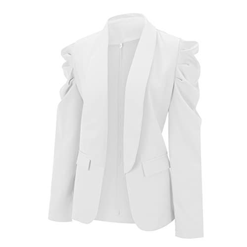 Plus Size Suéteres Femininos Blazers Casuais Manga Bufante Aberta Frente Escritório Casaco de Invern