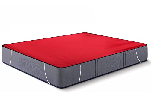 Image of The Furnishing Tree Mattress Protector /Waterproof Bedsheet Size WxL 72x75 Inches Double Bed /King Size Polyester Red