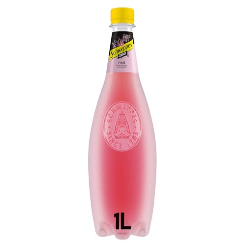 Schweppes Tónica Pink Zero, sin Azúcar ni Calorías, Bebida Refrescante - Botella PET 1L