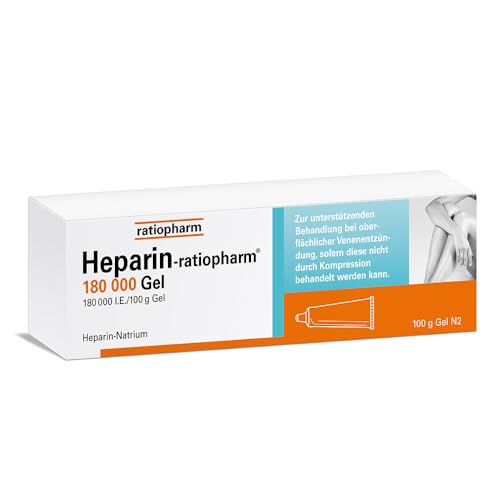 Heparin-ratiopharm 180 000 Gel: wirkt hemmend auf die Blutgerinnung und unterstützend bei oberflächlichen Venenentzündungen 100 g