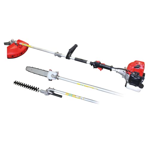 Multitool De Gasolina IKRA IBKH 52-1 4 En 1 - Cortabordes, Desbrozadora, Cortasetos Telescópico Y Podadora De Altura, 51.7 Cm³, 1.5 KW