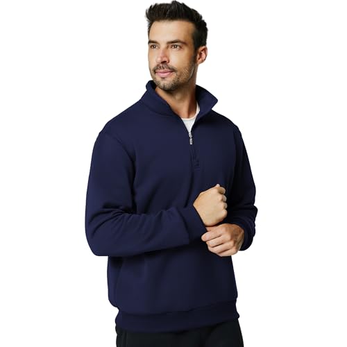 Men's Quarter Zip Up Pullover Long Sleeve Mock Neck Sweatshirt Casual Slim Fit Fleece Sweaters2