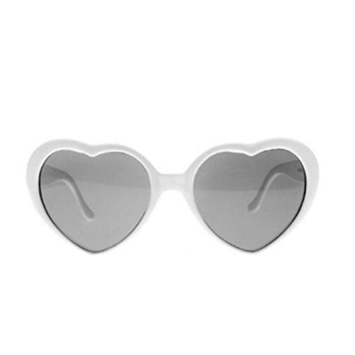 FENICAL Special Effects Glasses Party Favor Peach Heart Light Diffraction Eyeglasses Light Changing Eyewear (White)