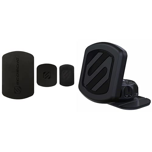 SCOSCHE MAGDMB MagicMount Universal Magnetic Mount Holder for Mobile Devices, Black & MagicMount Magnetic Mount Replacement Plate Kit - Black (MAGRKI)