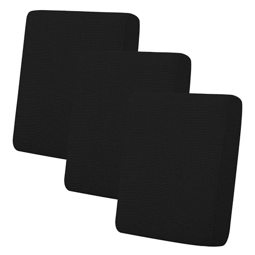 Image of Easy-Going Stretch 3 Pieces Couch Cushion Cover for Sofa Seat | Furniture Protector Sofa slipcover for 3 Cushion Couch Washable Soft with Elastic Bottom Black