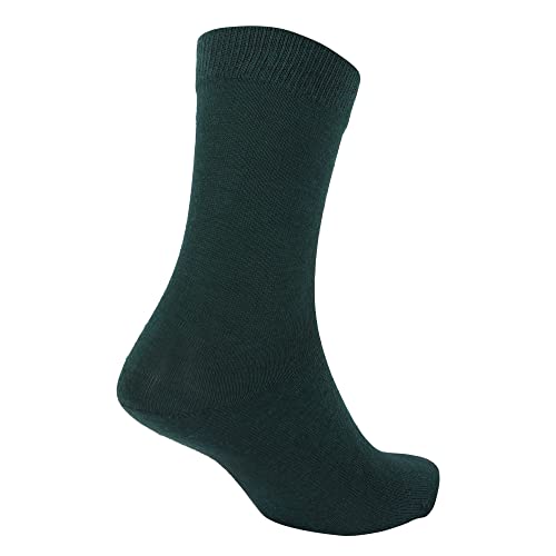 Image of Boys & Girls Bottle Green Calf Length Cotton School Socks (Pack of 5 Pairs)