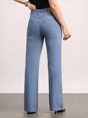 Image of Urbano Fashion Women's Mid Rise Bootcut Washed Jeans Stretchable
