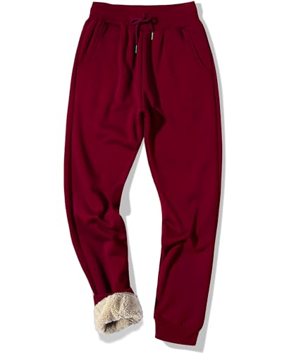 MACHLAB Men's Thermal Fleece Jogger Pants Sherpa Lined Sweatpants Winter Warm Thick Track Pants