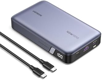 UGREEN Power Bank 20000mAh, 100W Fast Charging Portable Charger, Laptop Charger Portable with 2 USB-C and 1 USB-A Port, Battery Pack for MacBook, Dell, iPhone 17-12 Series, Samsung S25U, iPad, AirPods