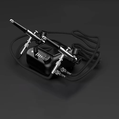 LeTkingok Kit de Mini Compresor de Aerógrafo con Pistolas Dobles de 0,3MM/0,5MM, Pistola Pulverizadora Portátil para Tatuajes, Pintura de Maquetas, Muebles y Maquillaje