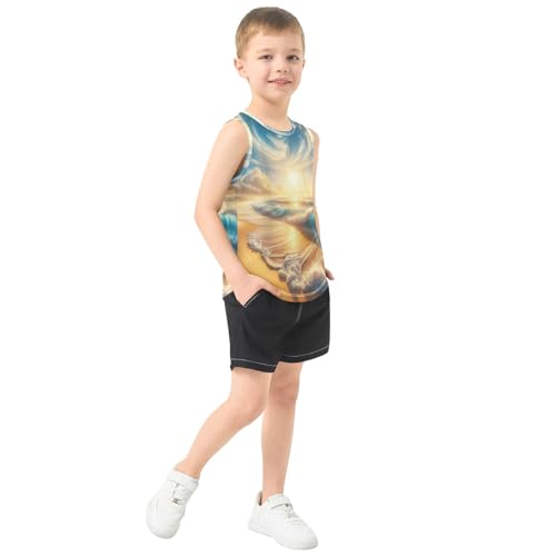 susiyo Summer Beach Waves Boys Sleeveless Tank Top Girls Athletic T Shirt4
