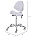 FRNIAMC Hydraulic Saddle Rolling Adjustable, Heavy-Duty (350 lbs) Stool Chair for Beauty Salon Massage Dental Clinic Home Office Use(White, Updated to Soft Wheels)