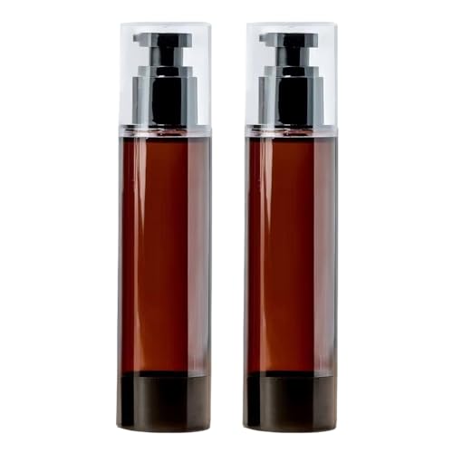 Airless-Pumpflaschen, leer, nachfüllbar, Vakuum, Lotion, Pumpe, Pressspender, Kosmetikbehälter für Serum, Foundation, Toilettenartikel, 120 ml, bernsteinfarben, 2 Stück