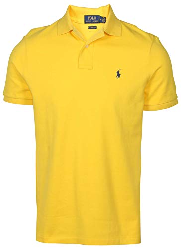 Polo RL Men's Classic Fit Mesh Pony Shirt-Yellow/Navy Pony-Large