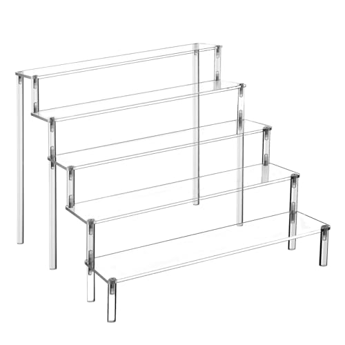 Acrylic Display Stand Risers, 5 Tier Perfume Stand Organizer, Clear Cupcake Stand Holder, Large Shelf Risers for Figures, Display Shelf for Collectibles, Dessert Shelves for Decoration and Organizer, Tabletop Use (1PACK 5-layer transparent)