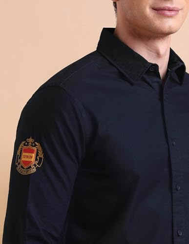 Image of U.S. POLO ASSN. Solid Tailored Fit Shirt for Men - 100% Cotton, Breathable & Comfortable, Full Sleeves Casual Shirt for Men