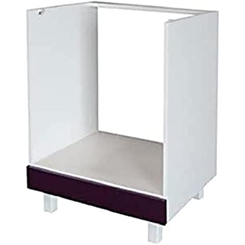 Berlioz Creations CF6BA Meuble Bas de Cuisine avec Four Aubergine Haute Brillance 60 x 52 x 83 cm, Fabrication 100% française