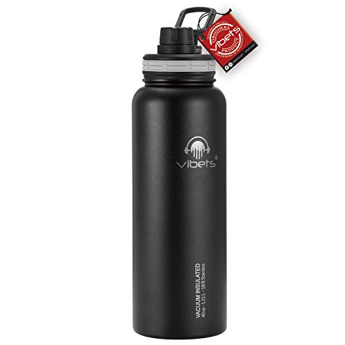 Garrafa Térmica Sport Vibets Hydro USA com Parede Dupla Isolada a Vácuo 1,15L (Preto/Cinza)