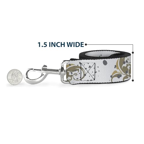 Laisse pour chien solide Buckle Down Fleur Splatter Gris et Blanc premium - 7
