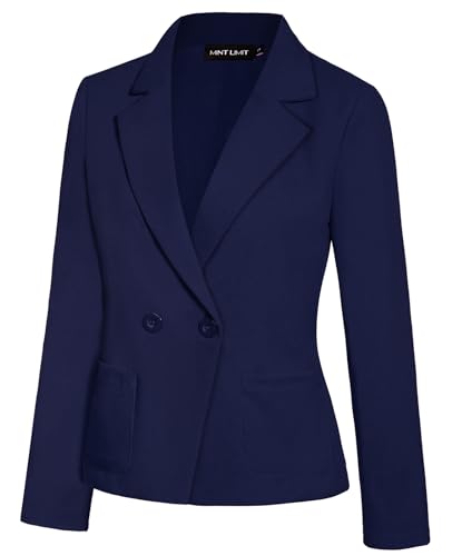 MINTLIMIT Women's Long Sleeve Blazers Button Front Notch Lapel Jacket Work Office Blazer with Pockets2