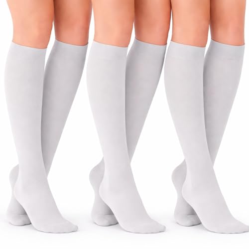 Image of Diamond Star Women's Trouser Socks, Opaque Knee High Nylon Socks, Stretchy Comfort Fit for Work and Casual, 6 Pairs