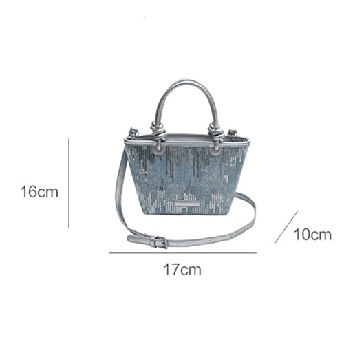 Sequin Purse Sparkly Denim Sequin Purse Mini Bucket Bag Shoulder Bags Zipper Trendy Gifts for Women Girls2