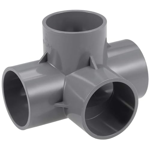 TOP-VIGOR 1 accesorio de tubería de PVC de 4 vías, conectores de esquina en T de 50 mm, empalmes de tubo deslizante de 4 vías, conector de ángulo recto para conexión de tubería de agua de jardín