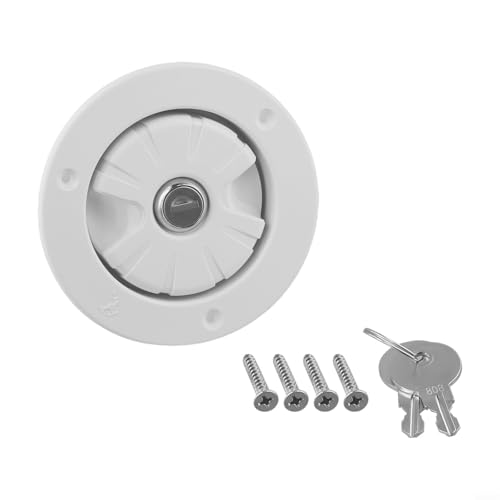 Trappe de remplissage d'eau douce avec serrure et grille d'aération de 10 mm pour camping-cars, camping-cars et caravanes (blanc)
