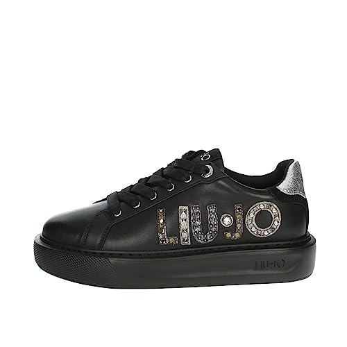 Sneaker Kylie 10 Liu Jo chaussure cuir femme basse noire argentée confortable chic