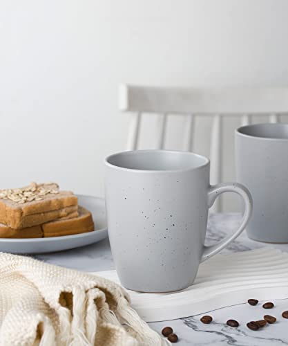 Famiware Coffee Mug Set Of 6, 14Oz Large Ceramic Mug For Men, Women, Speckled Glazed Mugs With Handle For Coffee, Tea, Milk, Cocoa, Cereal, Light Gray #TOP2