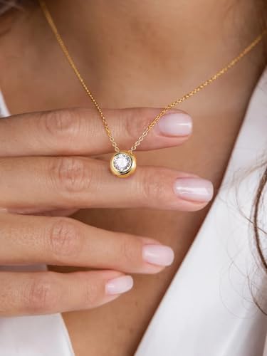 1CT/2CT Moissanite/Emerald/Sapphire/Ruby Necklace for Women, Solid 925 Sterling Silver with Yellow Gold/Rhodium Finish, 16"/18"/20" Adjustable Chain, Anniversary Valentine Jewelry2