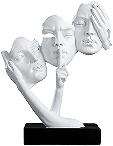 qiuqiu Adorno De Estatuas Faciales Abstractas Escultura De Resina De Carácter Nórdico Adornos Arte Creativo Tres Estatua De Hombre Silencioso Decoración del Hogar Coleccionable-White Cover
