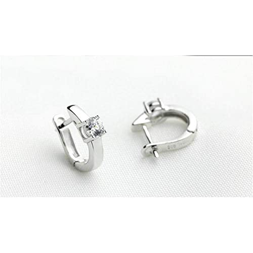 Pendientes de mujer de botón plata de ley 925 estrella cristal transparente 4