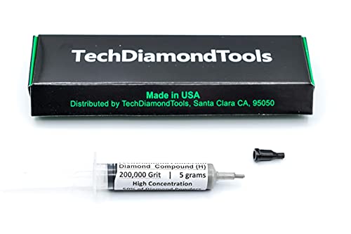 TechDiamondTools Diamond Polishing Compound Polishing Paste USA Made 200,000 Grit 0-0.1 Microns for Marble Glass Metal Rock Jewelry Resin Silver Chrome Gemstone with High Concentration Diamond Powder