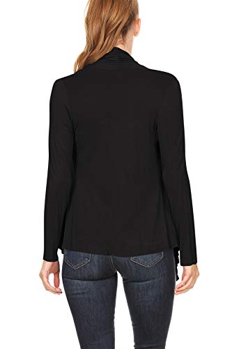 Women's Long Sleeve Comfy Draped Neck Open Front Solid Cardigan S-3XL Made in USA3