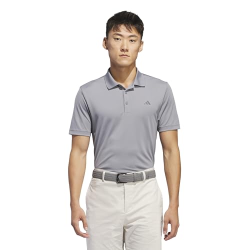 Adidas-Men's-Mens CORE Adidas Performance Polo Shirt-L-Grey Three - Image 2