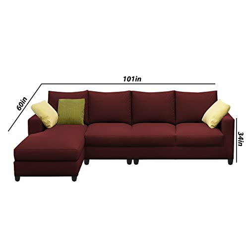 Image of Jian LHS 6 Seater L Shape Sofa Set Living Room (Maroon Fabric)