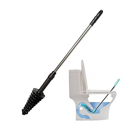 kerryshop Escavatore per WC, tubo di fognatura, intasamento, tipo di escavatore, dispositivo curato, spazzola flessibile, pistone, strumento per la casa, accessorio per WC (colore: nero)