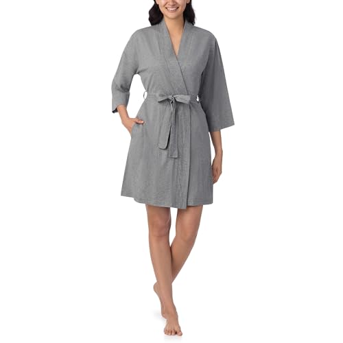 Image of Nautica Womens Soft Robe - Above Knee 3 /4 Length Sleeve Lightweight Robe - Cotton Knit Jersey Sleepwear and Loungewear