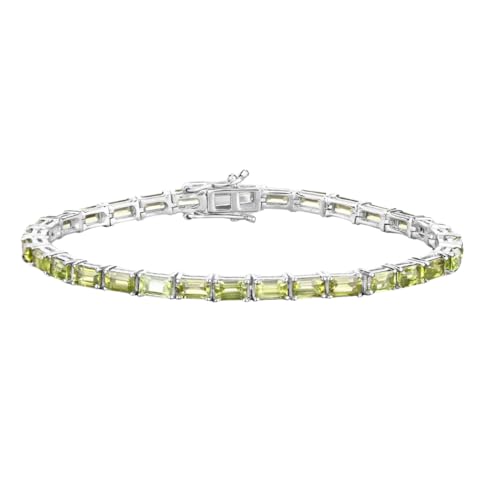 Natural Peridot Tennis Bracelet For Women Sterling Silver 8.68 Carats Green Tennis Bracelet Peridot Jewelry For Women - August Birthstone Jewelry Gift For Her
