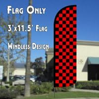Checkered Black & Red Windless Polyknit Feather Flag (3 x 11.5 feet)