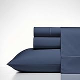 Nautica - Queen Sheets, Cotton Sateen Bedding, 400 Thread Count, Silky Smooth & Wrinkle Resistant (Regatta Navy, Queen)