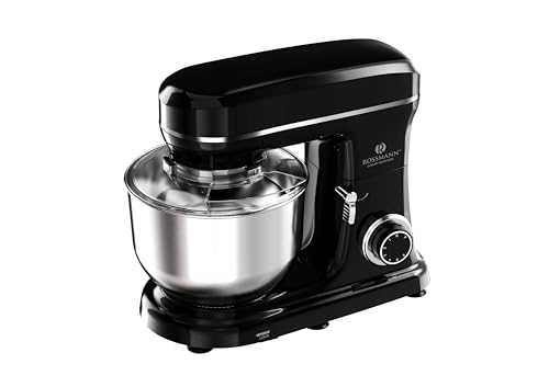 Rossmann Stand Mixer, Professional 1600 Watts 100% Pure Copper Motor, 5.5 Lit removeable SS Bowl, 4 Safety Features, Metal Gears & Planetary Rotation, Teflon Coated Accessories, Black