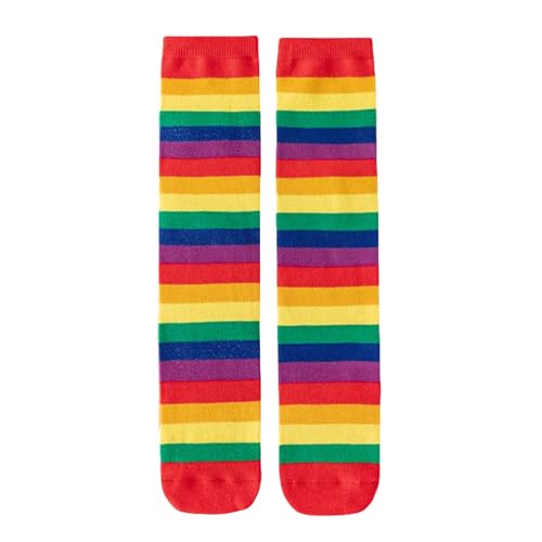 DXTON Girls Rainbow Knee High Socks: Kids Crazy Cotton Long Socks 3-12 years, Novelty Dancing Fun Gift