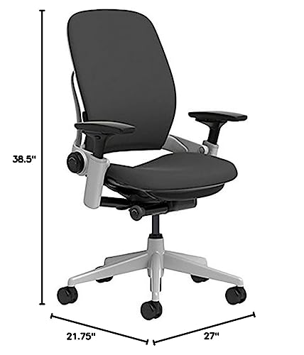 Image of Steelcase Leap Office Chair, Adjustable, Hard Floors, Licorice Black Fabric